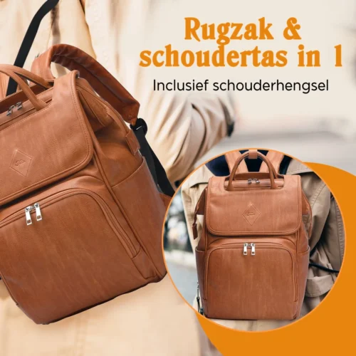 JeRie Luiertas Rugzak – Verschoonmatje – Verzorgingstas – Luiertassen – Met Kinderwagen Haken - Bruin 4 JeRie Luiertas Rugzak – Verschoonmatje – Verzorgingstas – Luiertassen – Met Kinderwagen Haken - Bruin -Baby Verzorging 1200x1200 299