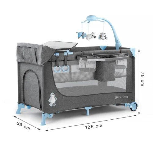 Kinderkraft Joy Luxe - Campingbed Met Schommelfunctie Blauw -Baby Verzorging 1200x1200 391