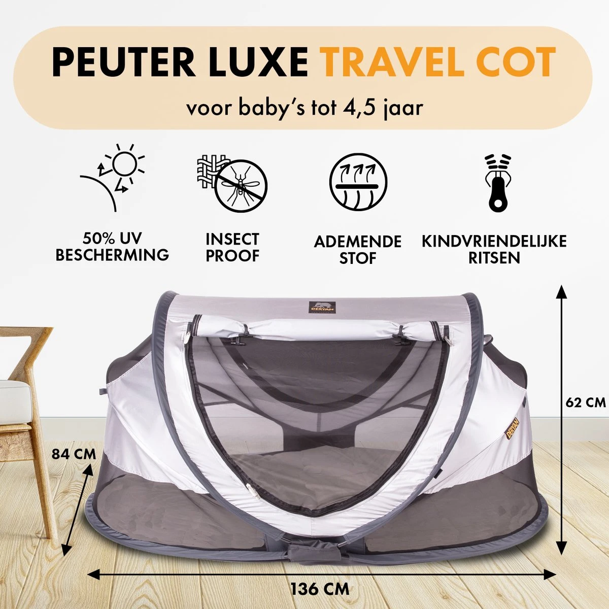 Deryan Peuter Luxe Campingbedje – Inclusief zelfopblaasbare matras - Silver Deryan Peuter Luxe Campingbedje – Inclusief Zelfopblaasbare Matras - Silver -Baby Verzorging 1200x1200 412