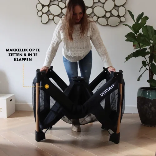 Deryan Luxe Campingbed Compleet - 120x60cm - Bodemverhoger - Verschoonblad - Opbergmand - Zwart -Baby Verzorging 1200x1200 442