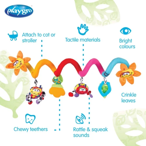 Playgro Boxspiraal Amazing Garden Twirly Whirly - Kinderwagen Speeltje - Activiteitenspiraal -Baby Verzorging 1200x1200 48