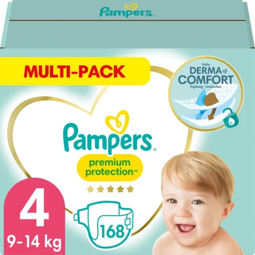 PampersĀ® Pampers Premium Protection Luiers - Maat 4 (9-14 Kg) - 168 Stuks - Multi-Pack