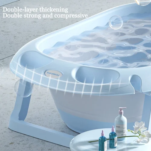 Baby Badje Opvouwbaar - 3 In 1 Opvouwbaar - Multifunctioneel - Inclusief Badkussen - Babybadje - Babybad - Peuterbadje 83 × 48 × 23,5 Cm - Blauw -Baby Verzorging 1200x1200 686