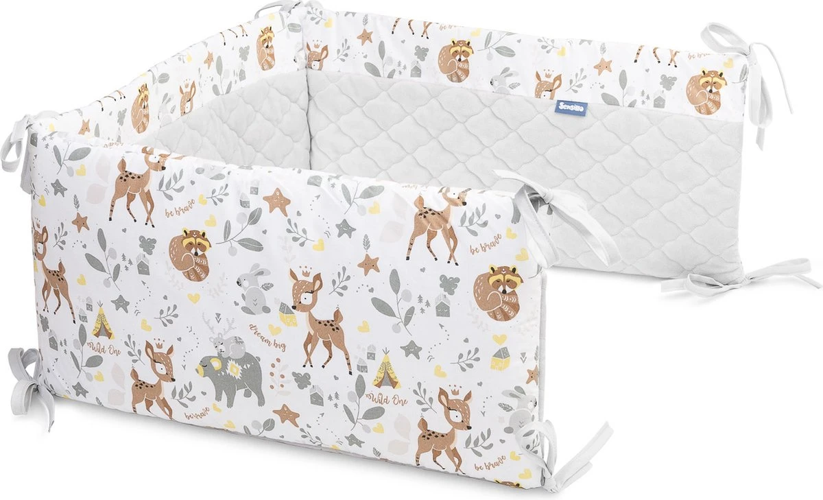 Sensillo Baby Bedbumper - Bedomrander - Anti stootrand Ledikant - Bed Zijbeschermers - 180x30cm - Grijs Bosdiertjes Sensillo Baby Bedbumper - Bedomrander - Anti Stootrand Ledikant - Bed Zijbeschermers - 180x30cm - Grijs Bosdiertjes -Baby Verzorging