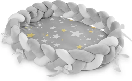 Navaris Babynestje Voor Baby's - Nestje Geweven Met Slaapmatje - Babynestje Met Bedrand Vlecht - Nestje Hoofdbeschermer - Babynestje Geweven