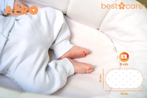 BestCare Aero Ledikant Matras | 37 X 70 X 6cm | Voor Reiswieg, Wieg, Kinderbedje Of Trolley | Aloë Vera Hoes - Wasbaar | Hypoallergeen, Omkeerbaar Matras Voor Baby's En Kinderen | OEKO-TEX 100-Certificaat -Baby Verzorging 1200x800 271
