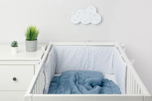 Sensillo Baby Bedbumper - Bedomrander - Anti Stootrand Ledikant - Bed Zijbeschermers - 180x30cm - Wafel Grijs Paardenbloemen -Baby Verzorging 1200x800 288