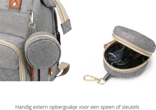 Humpy Dumpy Stijlvolle Luiertas Rugzak (Grijs) Met Uitschuifbaar Verschoon/ Slaap Bedje. Incl. Verschoon Matje, USB Poort & Buggy Straps -Baby Verzorging 1200x851 1