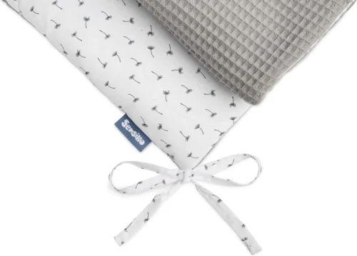 Sensillo Baby Bedbumper - Bedomrander - Anti Stootrand Ledikant - Bed Zijbeschermers - 180x30cm - Wafel Grijs Paardenbloemen -Baby Verzorging 1200x862