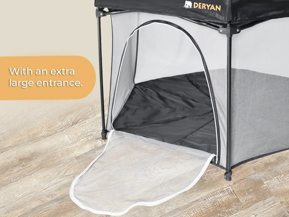 Deryan Draagbare Kinderbox - Zwart - Vaste matrasbodem - Reisbox - campingbedje Deryan Draagbare Kinderbox - Zwart - Vaste Matrasbodem - Reisbox - Campingbedje -Baby Verzorging 1200x900 6