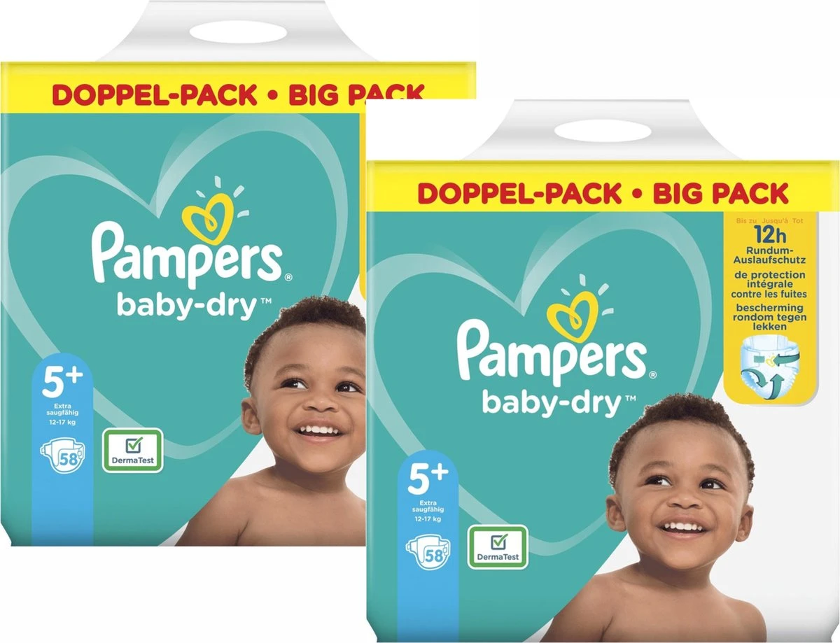 Pampers Baby Dy Maat 5+ - 116 Luiers (2x58) - 12-17KG Pampers® Pampers Baby Dy Maat 5+ - 116 Luiers (2x58) - 12-17KG -Baby Verzorging 1200x919 1