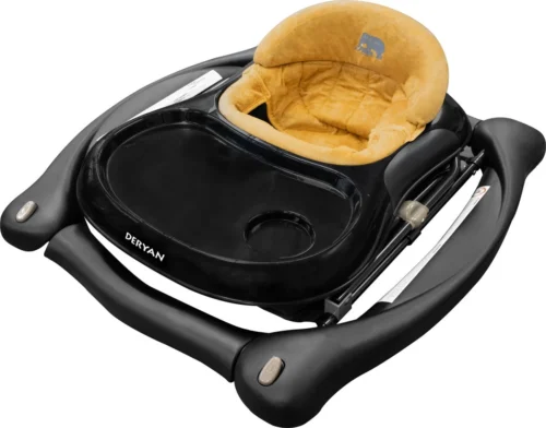 Deryan Luxe Loopstoel - Schommelfunctie - Inclusief Speelset En Dienblad - Zwart/Nougat -Baby Verzorging 1200x941 2