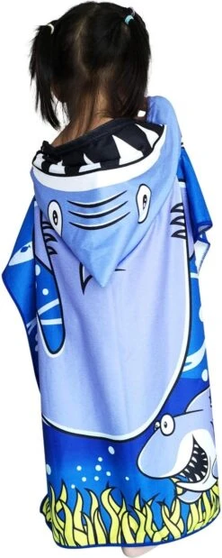 JAXY Badcape Baby - Badcape - Baby Badjas - Omslagdoek - Omslagdoek - Baby Handdoek Met Capuchon - Strandhanddoek - Badponcho - Poncho Handdoek - Microfiber - 60x90cm - Haai -Baby Verzorging 479x1200 1