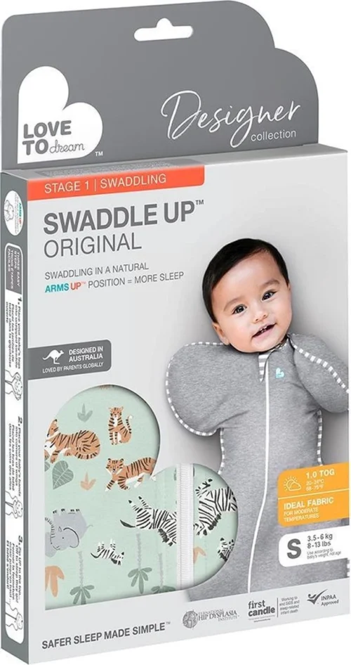 Love To Dream™ Babyslaapzak Swaddle Up™ - Inbakeren - Baby 0-3 Maanden - 3.5-6 Kg - All Season - Safari -Baby Verzorging 634x1200 9