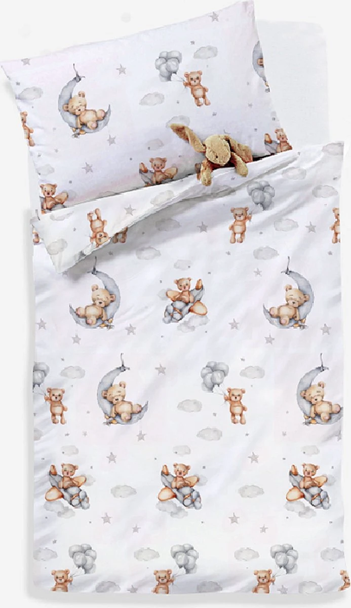 Decoware® Ledikant dekbedovertrek Sweet bear - katoen renforce - 100x135 cm 40x60 cm Decoware® Ledikant Dekbedovertrek Sweet Bear - Katoen Renforce - 100x135 Cm 40x60 Cm -Baby Verzorging