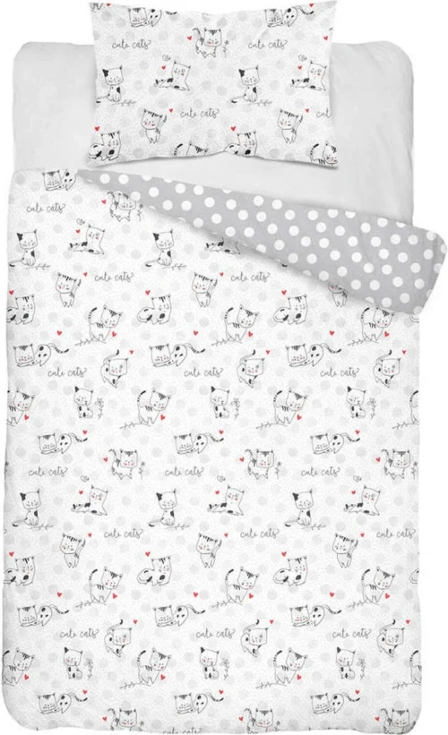 Ledikant - Dekbedovertrek - Poesjes - Katoen - 100x135 Cm