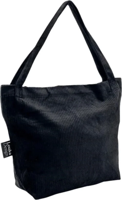 Louka Mom Bag Rib Zwart - Luiertas - Trendy Shopper - Verzorgingstas Baby - Boodschappentas Kinderwagen