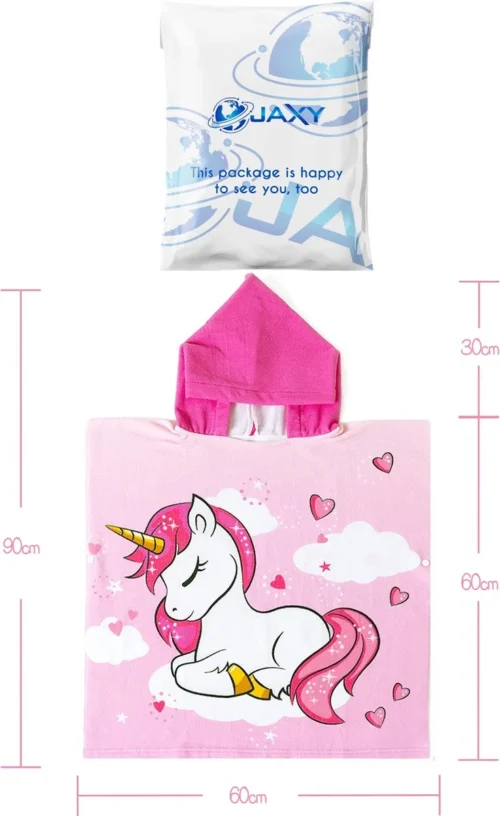 JAXY Badcape Baby - Badcape - Baby Badjas - Omslagdoek - Omslagdoek - Baby Handdoek Met Capuchon - Strandhanddoek - Badponcho - Poncho Handdoek - Microfiber - 60x90cm - Pony -Baby Verzorging 735x1200 2