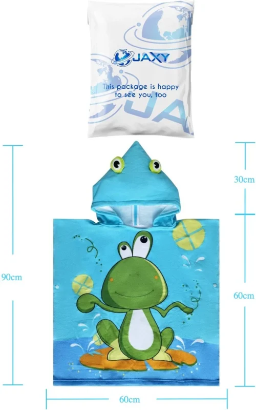 JAXY Badcape Baby - Badcape - Baby Badjas - Omslagdoek - Omslagdoek - Baby Handdoek Met Capuchon - Strandhanddoek - Badponcho - Poncho Handdoek - Microfiber - 60x90cm - Kikker -Baby Verzorging 751x1200 4