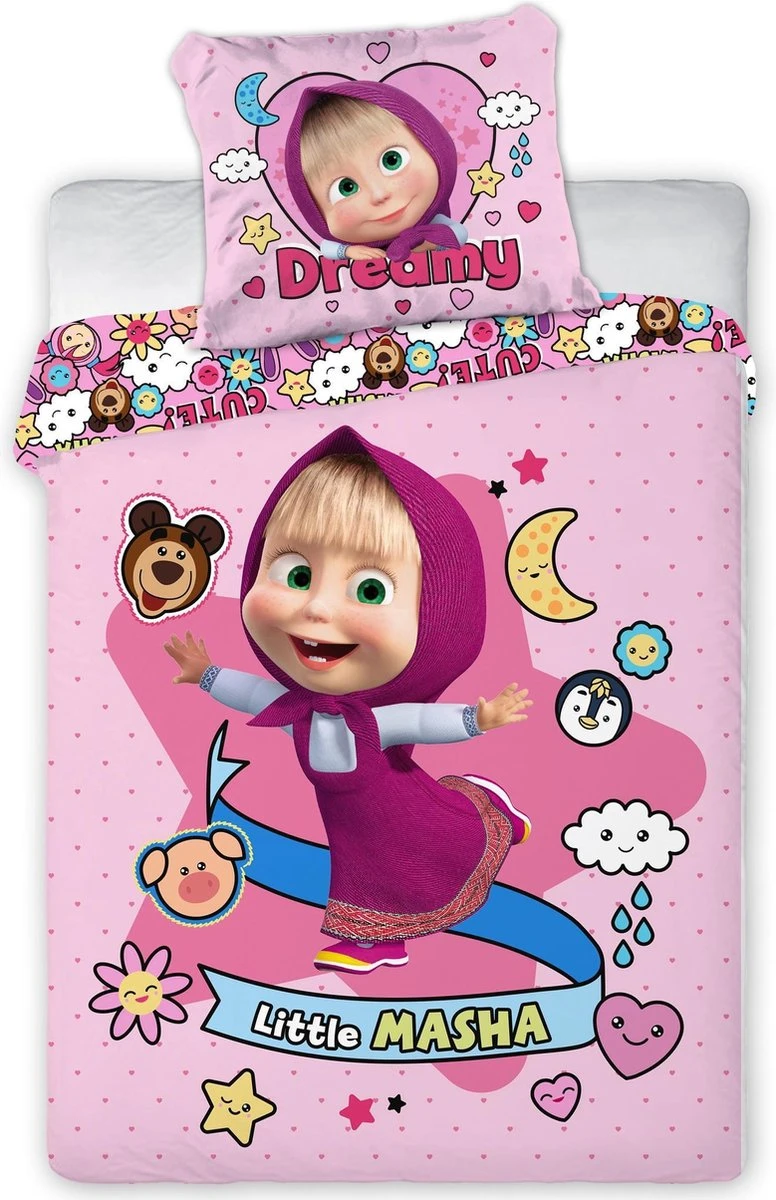 Masha en de Beer Baby Dekbedovertrek Little Masha - 100 x 135 cm - Katoen Masha En De Beer Baby Dekbedovertrek Little Masha - 100 X 135 Cm - Katoen -Baby Verzorging
