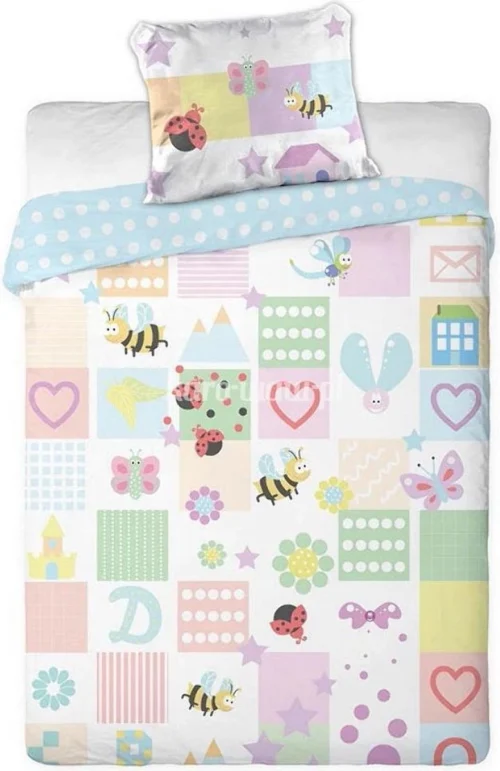 Dekbed BABY Ledikant Vlinders: 100x135/40x60 Cm