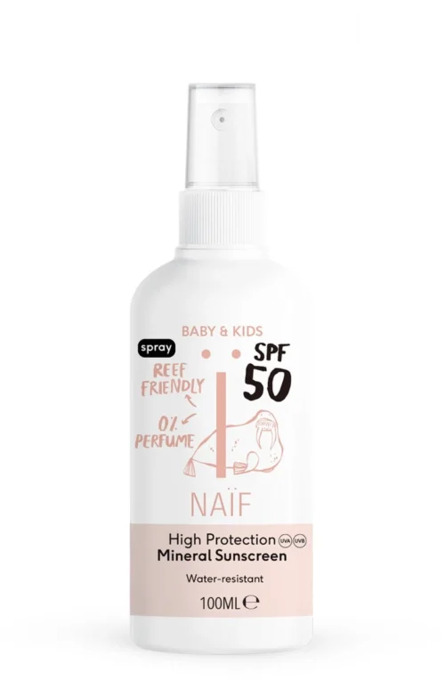 Naïf Zonnebrand Spray SPF50 Zonder Parfum - 100ML - Baby & Kids - Met Natuurlijke Ingrediënten