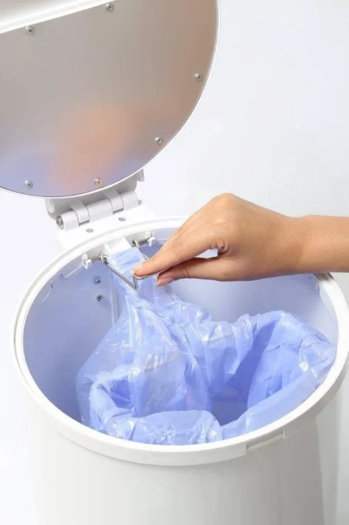 DiaperPail - Clear White - Luieremmer Met Speciale Luiersluis - Werkt Met Normale Vuilniszakken - Luxe Luieremmer - Geen Speciale Cassettes - Geen Geurtjes - Makkelijk Schoon Te Maken - Is Gemaakt Van Aluminium -Baby Verzorging 799x1200 12