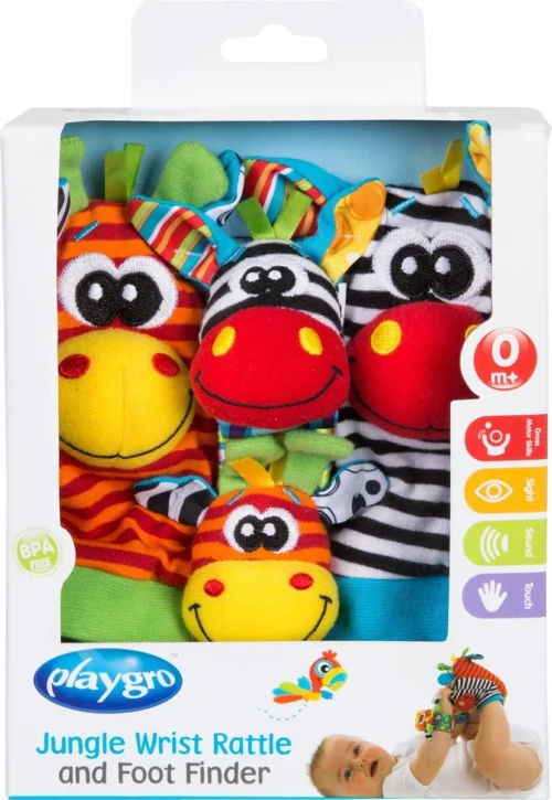 Playgro Pols- En Voetrammelaarset Zebra & Giraf - Set Van 4 Stuks, 2 Polsbandjes En 2 Rammelsokjes -Baby Verzorging 828x1200