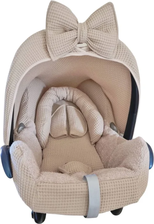 Wazzhappening - Maxi Cosi Hoes Set Bobbie - Karamel - Wafel - Badstof - Autostoelhoes