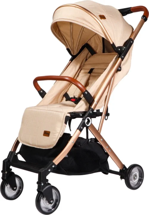 Ding Vivo Wandelwagen - Beige/Rose - Inklapbare Buggy - Inclusief Boodschappenmandje En Zonnekap