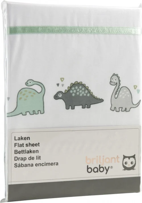 Briljant Baby Laken Met Bies Voor Ledikant 100 X 150 - Dino - Groen -Baby Verzorging 841x1200 2