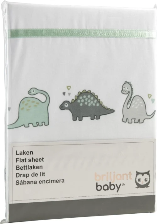 Briljant Baby Laken Met Bies Voor Ledikant 100 X 150 - Dino - Groen -Baby Verzorging 841x1200 3