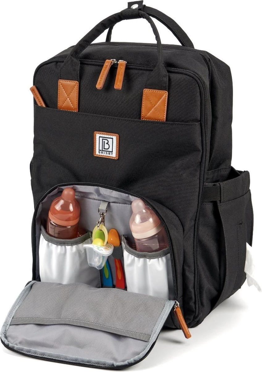 Brisby slijtvaste Luiertas – verzorgingstas – met buggymontage - Zwart Brisby Slijtvaste Luiertas – Verzorgingstas – Met Buggymontage - Zwart -Baby Verzorging