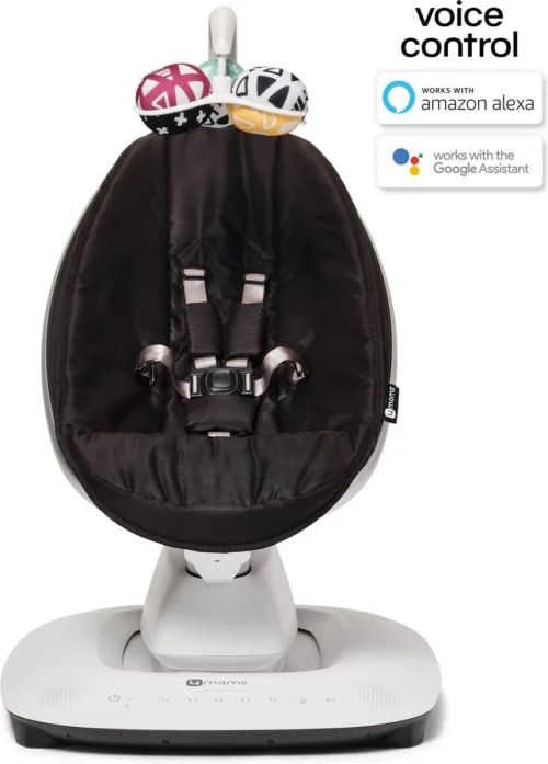 4moms MamaRoo 5 Classic Black | Beweegt Zoals Jij, Bedienen Met Je Smartphone, WiFi Smart Home Integratie Via Amazon Alexa En Google Home