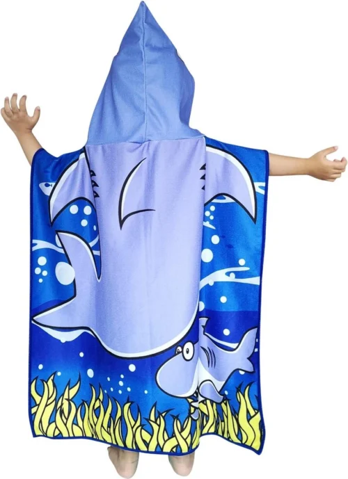 JAXY Badcape Baby - Badcape - Baby Badjas - Omslagdoek - Omslagdoek - Baby Handdoek Met Capuchon - Strandhanddoek - Badponcho - Poncho Handdoek - Microfiber - 60x90cm - Haai -Baby Verzorging 871x1200 5