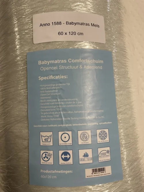 Baby Matras Mels – 100% Micropercale – Open Cel Ademend – Anti Verstikkend – Kindermatras 60x120 Cm -Baby Verzorging 899x1200 20