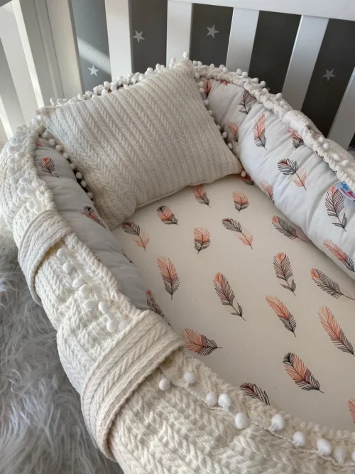 SNS Baby - Babynestje En Hoofdkussen - Organische Katoen - Antibacterieel Babynestje - Anti-Allergisch Babynestje - Wit En Veer Patroon - 74 X 40 Cm 4 SNS Baby - Babynestje En Hoofdkussen - Organische Katoen - Antibacterieel Babynestje - Anti-Allergisch Babynestje - Wit En Veer Patroon - 74 X 40 Cm -Baby Verzorging 900x1200 58