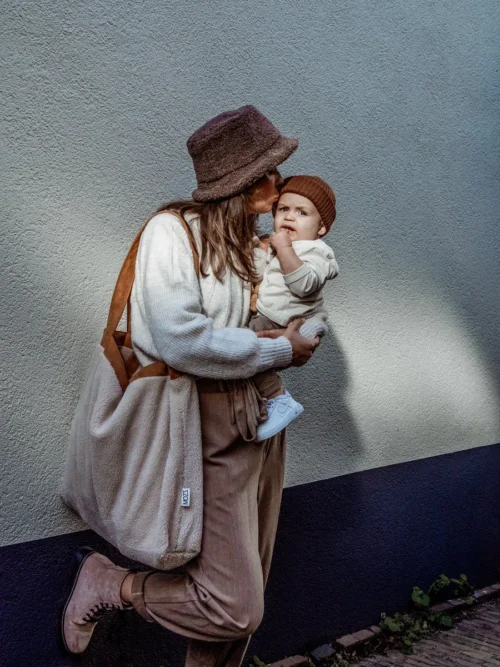 Mozz Mom Bag Teddy Suede Beige