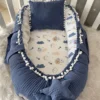 Jaju Baby - Babynestje En Hoofdkussen - Organische Katoen - Antibacterieel Babynestje - Anti-Allergisch Babynestje - Spijkerbroek Blauw - 74 X 40 Cm -Baby Verzorging 907x1200 9