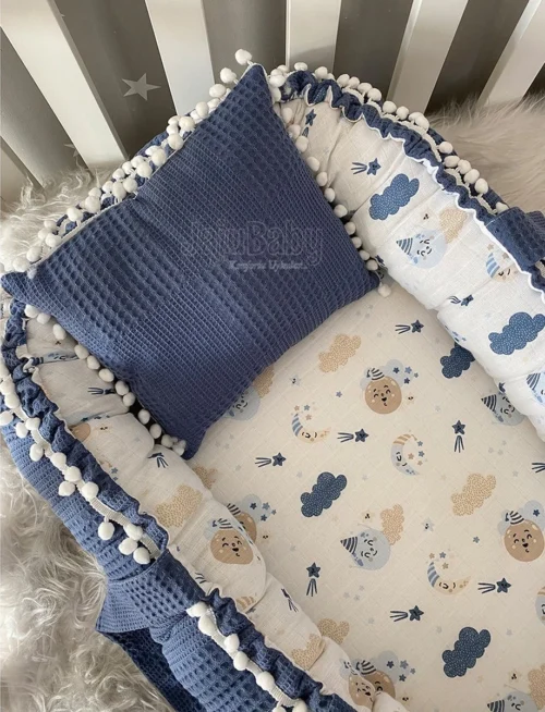 Jaju Baby - Babynestje En Hoofdkussen - Organische Katoen - Antibacterieel Babynestje - Anti-Allergisch Babynestje - Spijkerbroek Blauw - 74 X 40 Cm -Baby Verzorging 918x1200 5