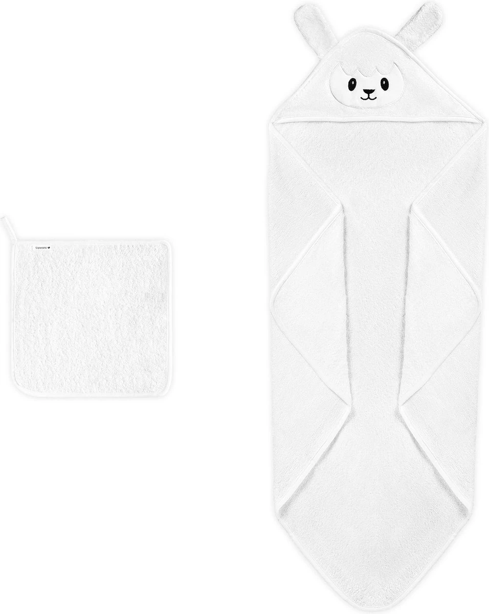 Navaris badcape met capuchon voor baby - Set met badcape en washandje - 100% bamboe - Voor baby's van 0-12 maanden - Oeko-tex gecertificeerd - Schaap Navaris Badcape Met Capuchon Voor Baby - Set Met Badcape En Washandje - 100% Bamboe - Voor Baby's Van 0-12 Maanden - Oeko-tex Gecertificeerd - Schaap -Baby Verzorging 956x1200 4