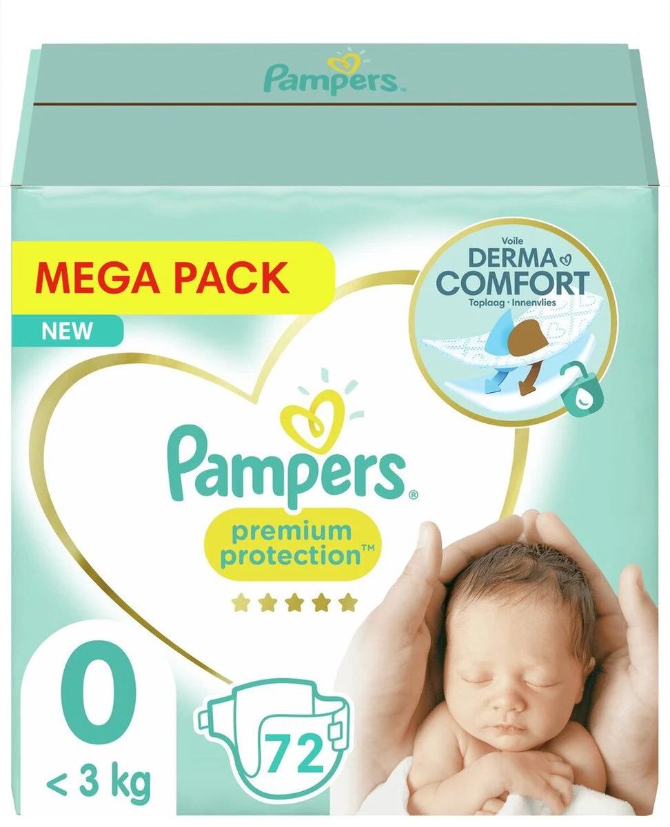 Pampers - Premium Protection - Maat 0 - Mega Pack - 72 luiers - Premature luiers Pampers® Pampers - Premium Protection - Maat 0 - Mega Pack - 72 Luiers - Premature Luiers -Baby Verzorging 972x1200 5